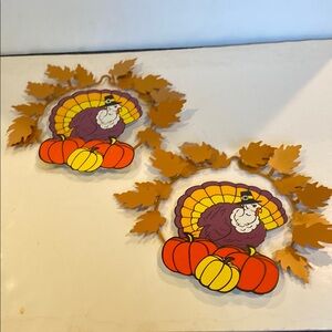 NWOT & Vintage 1990s, Set of 2 Metal Turkey Door Decor